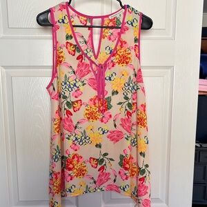 Daniel Rainn Pink Trim Floral Top